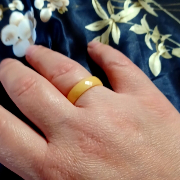 Diamond Cut Solid Faceted Mango Calcite Ring Sz.9 - Picture 4 of 8